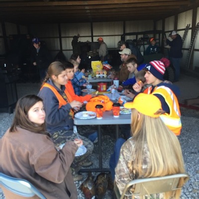 The 2020 Youth Pheasant Hunt participants enjoying lunch provided by Quail Forever!!